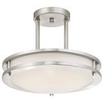 Westinghouse LED Dimmable Indoor Semi-Flush Mount Ceiling Fixture Brushed Nickel Finish with White Acrylic Shade 64009