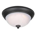 Westinghouse 15W LED Dimmable Flush Mount Ceiling Fixture Oil Rubbed Bronze Finish with White Alabaster Glass 64006