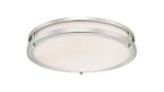 Westinghouse LED Dimmable Flush Mount Ceiling Fixture Brushed Nickel Finish with White Acrylic Shade 64012