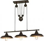 Westinghouse Iron Hill Oil Rubbed Bronze Finish with Highlights Three-Light Indoor Island Pulley Pendant Fitting 63325