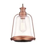 Westinghouse Brynn Indoor Pendant Fitting Washed Copper Finish with Clear Glass 63616