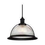 Westinghouse One-Light Indoor Pendant Fitting Matte Black Finish with Clear Ribbed Glass 63373