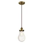 Westinghouse One-Light Indoor Pendant Fitting Antique Brass Finish with Clear Teardrop Glass 63386