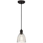 Westinghouse Indoor Pendant Fitting Oil Rubbed Bronze Finish with Clear Ribbed Glass 63385