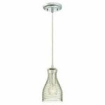 Westinghouse Chrome Finish with Clear Rippled Glass Indoor Pendant Fitting 63292