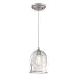 Westinghouse Indoor Mini Pendant Fitting Brushed Nickel Finish with Clear Indented Glass 63661