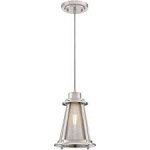 Westinghouse Beatrix Indoor Mini Pendant Fitting Brushed Nickel Finish with Clear Glass and Brushed Nickel Mesh 63618