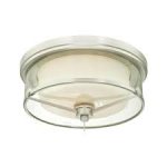Westinghouse Glenford 33cm Brushed Nickel Finish Frosted and Clear Glass Flush Mount Ceiling Fixture 63312