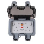 BG WP22RCD Outdoor Weatherproof RCD 13A 2 Gang Twin Switched Double Socket IP66