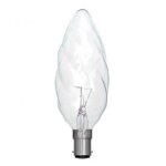 Crompton 60w 240v SBC B15 55mm Large Twisted Clear Candle TC5560CSBC