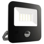 Ansell LED Floodlight 20w 4000K LED Flood security Light IP65 Black With PIR