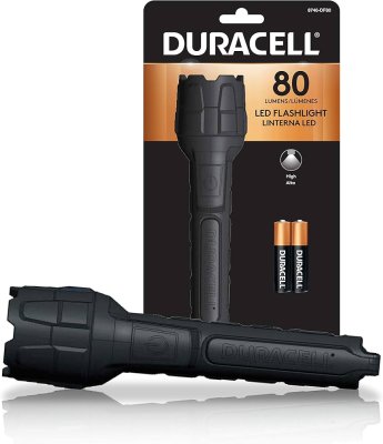 Duracell 80 Lumen Heavy Duty Rubber Flashlight - 2X AAA Batteries Included S19018