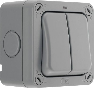 BG Electrical WP42 IP66 2 Gang 2 Way 20A SP Switch With Neon LED