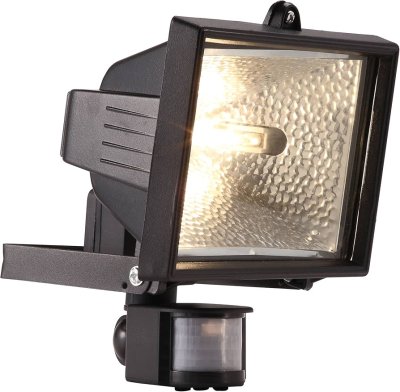 Powermaster Outdoor 150w Black Eco Halogen PIR Floodlight S5891