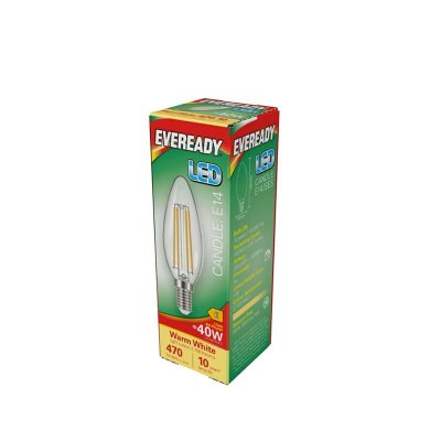 Eveready LED Filament Candle E14 4W 470LM 2700K Warm White S15478