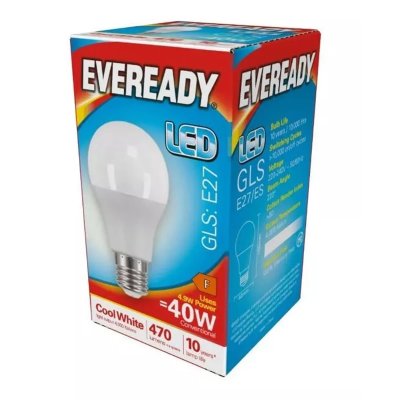 Eveready LED GLS B22 4.9W 470LM 4000K Cool White S14312