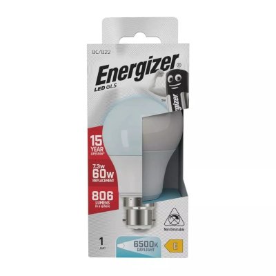 Energizer 7.3W B22 LED GLS 806lm 6500K Daylight S9421