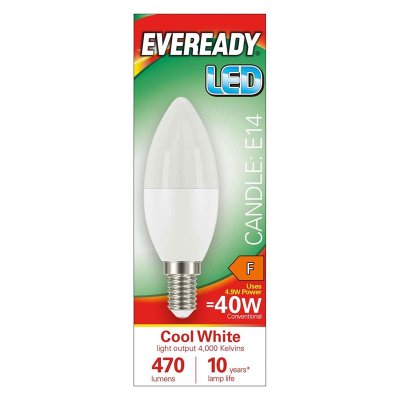 Eveready 4.9W E14 LED Candle 470lm 4000K Cool White S14325