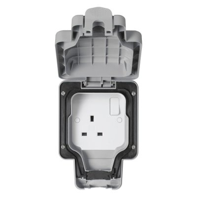 MK Masterseal 13A 1 Gang Switched Socket Weatherproof IP66 Grey