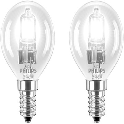 Philips 28W 240v SES E14 Halogen Golf Ball Bulbs - Pack of 2